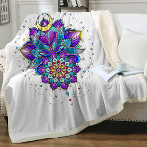 Half Moon Purple Mandala Illustration SWMT5340 Fleece Blanket