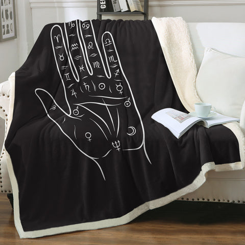 Image of Zodiac Sign On Hand Black Theme SWMT5357 Fleece Blanket