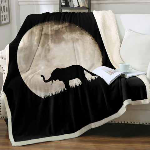 Image of Elephant Under The MoonLight SWMT5451 Fleece Blanket