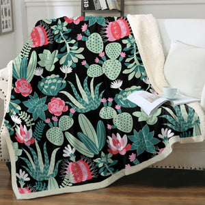 Cute Cactus Flowers SWMT5458 Fleece Blanket