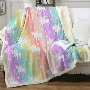 Unicorns Pastel Stripes SWMT5462 Fleece Blanket