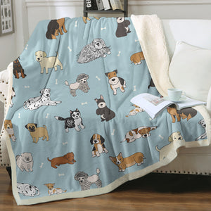 Cute Dogs Drawing SWMT5464 Fleece Blanket