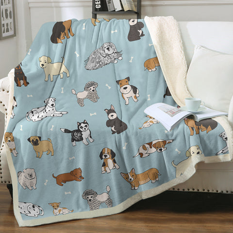 Image of Cute Dogs Drawing SWMT5464 Fleece Blanket