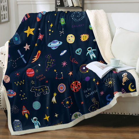 Image of Cute Colorful Tiny Universe Draw SWMT5467 Fleece Blanket