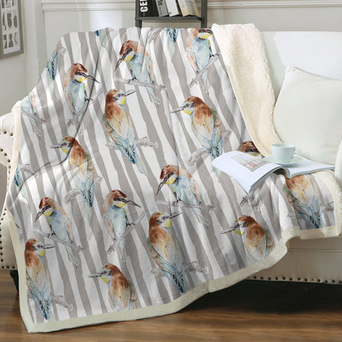 Image of Sunbird Beige Stripes SWMT5468 Fleece Blanket