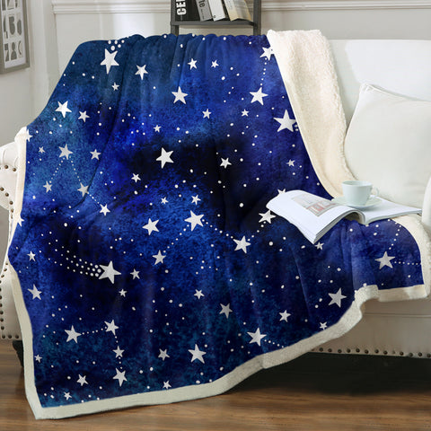 Image of Blue Tint Galaxy Stars SWMT5474 Fleece Blanket