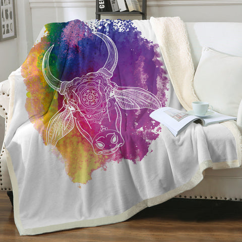 Image of Colorful Splatter Mandala Buffalo White Line SWMT5497 Fleece Blanket