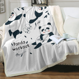 Cute Panda Work Out SWMT5500 Fleece Blanket