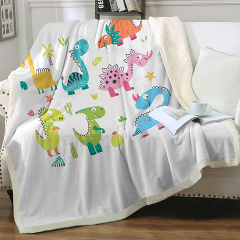 Image of Cute Colorful Dinosaurs SWMT5502 Fleece Blanket