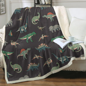 Collection Of Dinosaurs Dark Grey Theme SWMT5599 Fleece Blanket