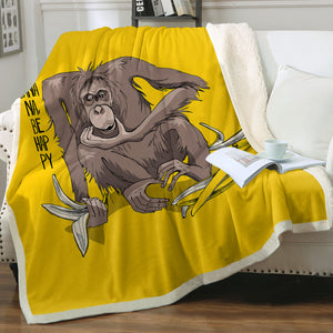 Eat Banana & Be Happy - Monkey Yellow Theme SWMT5600 Fleece Blanket