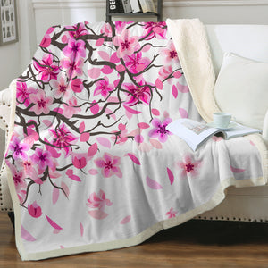 Sakura Flower White Theme SWMT5604 Fleece Blanket