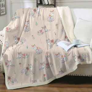 Multi Pastel Color Mandala Fox SWMT5612 Fleece Blanket