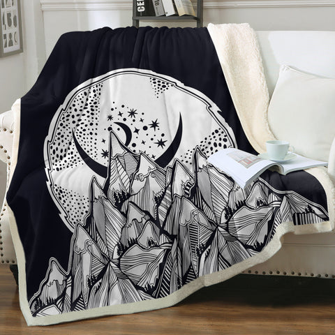 Image of B&W Sunset Forest & Mountain SWMT5618 Fleece Blanket