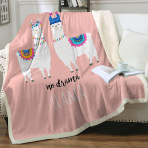 Cute Pastel Couple Llama - No Drama SWMT5620 Fleece Blanket