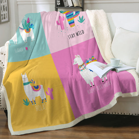 Image of Cute Shades Of Llama Pastel Theme SWMT5621 Fleece Blanket
