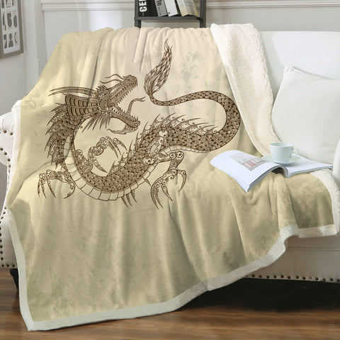 Image of Asian Dragon Earth Tone SWMT5623 Fleece Blanket