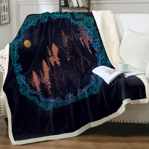 Vintage Freame Landscape Color Line Black Theme SWMT5624 Fleece Blanket