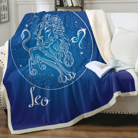 Image of Leo Sign Blue Theme SWMT6110 Fleece Blanket