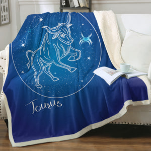 Taurus Sign Blue Theme SWMT6112 Fleece Blanket