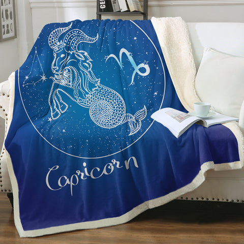 Image of Capricorn Sign Blue Theme SWMT6113 Fleece Blanket