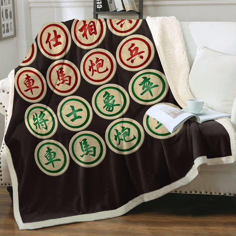 Image of Chiness Check Xiangqi Black Theme SWMT6116 Fleece Blanket