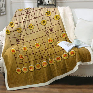 Chinese Chess Xiangqi Wood Theme SWMT6119 Fleece Blanket