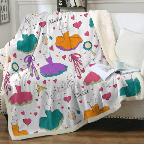 Image of Colorful Ballet Dress & Heart SWMT6128 Fleece Blanket