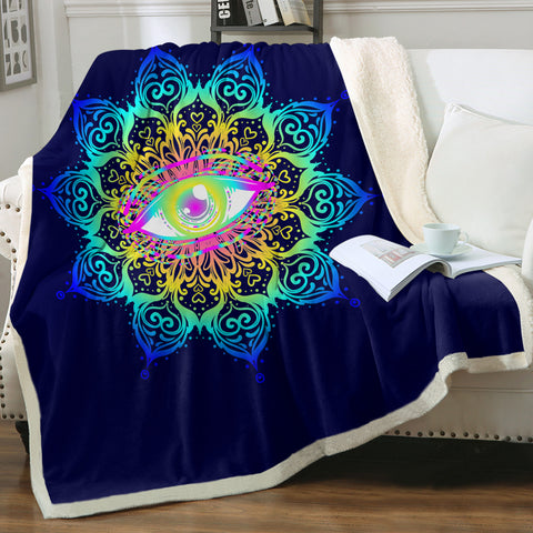 Image of Colorful Magical Eye Dark Blue Theme SWMT6132 Fleece Blanket