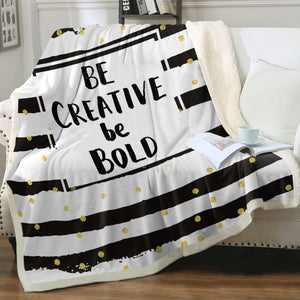 B&W Be Creative Be Bold Typo Star Stripes SWMT6133 Fleece Blanket