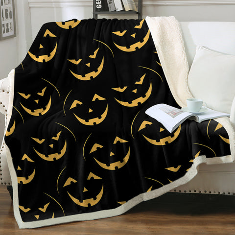 Image of Halloween Pumpskin Black Theme SWMT6201 Fleece Blanket