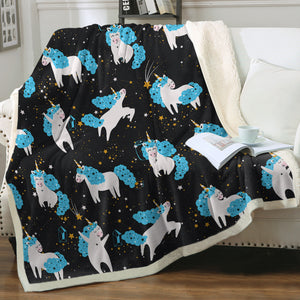 Galaxy Blue Hair Unicorn Collection SWMT6218 Fleece Blanket