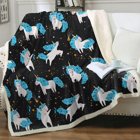 Image of Galaxy Blue Hair Unicorn Collection SWMT6218 Fleece Blanket