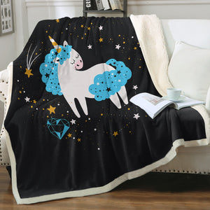 Cute Blue Hair Unicorn Galaxy Theme SWMT6220 Fleece Blanket