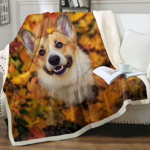 Real Corgi Focus Portrait SWMT6225 Fleece Blanket