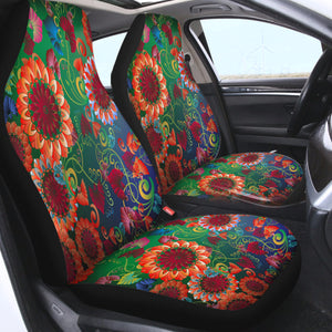 Hot Color Flowers SWQT3316 Car Seat Covers