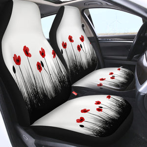 Red & Black Flowers SWQT3332 Car Seat Covers