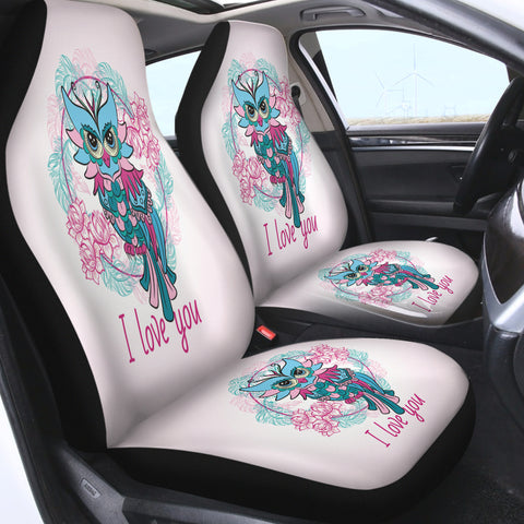 Image of I Love You - Floral Owl SWQT3344 Car Seat Covers