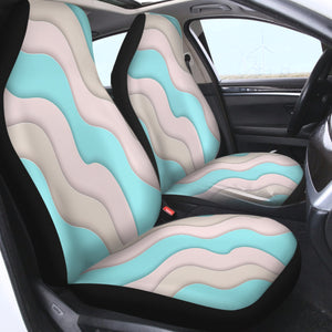 White & Mint Waves SWQT3355 Car Seat Covers
