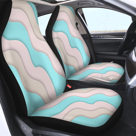 Image of White & Mint Waves SWQT3355 Car Seat Covers