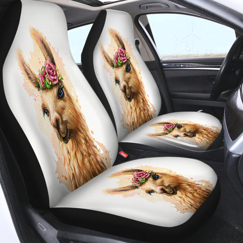 Image of Flower Brown Female Alpaca SWQT3360 Car Seat Covers