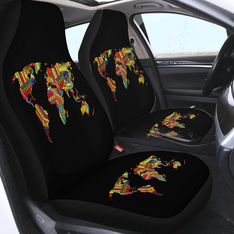 Image of Colorful Aztec Map SWQT3370 Car Seat Covers