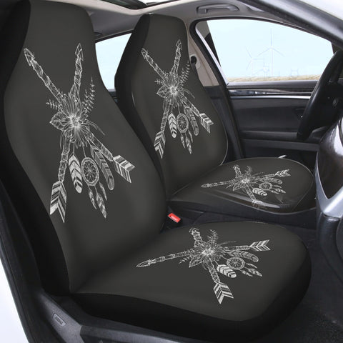 Image of White & Grey Floral Arrow Dreamcatcher SWQT3373 Car Seat Covers