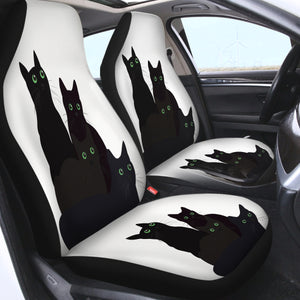 Four Green Eyes Black Cats SWQT3379 Car Seat Covers