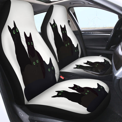 Image of Four Green Eyes Black Cats SWQT3379 Car Seat Covers