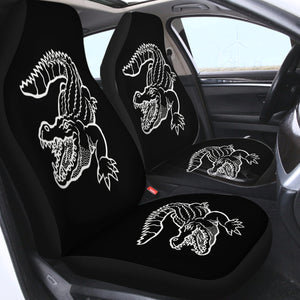 B&W Crocodile Sketch SWQT3382 Car Seat Covers