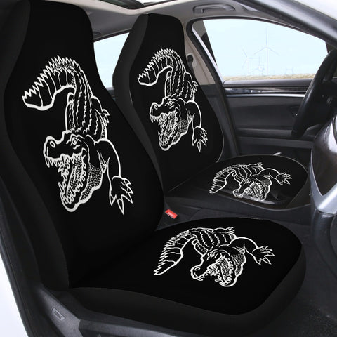 Image of B&W Crocodile Sketch SWQT3382 Car Seat Covers