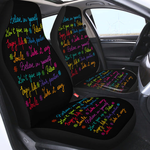 Image of Colorful Believe In Yourself Text SWQT3387 Car Seat Covers