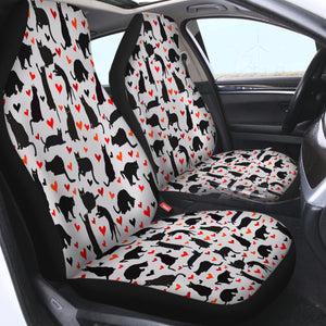 Cats & Hearts Monogram SWQT3388 Car Seat Covers