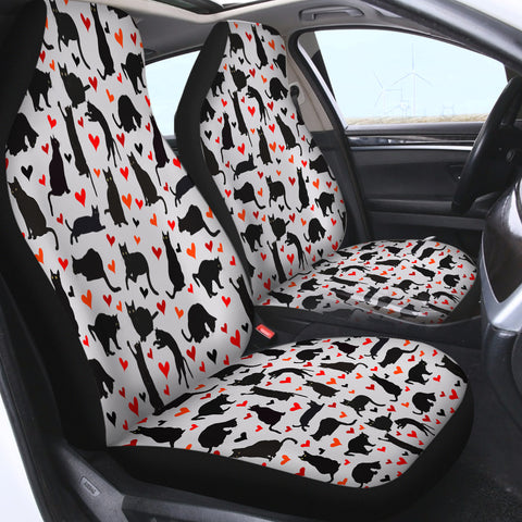 Image of Cats & Hearts Monogram SWQT3388 Car Seat Covers